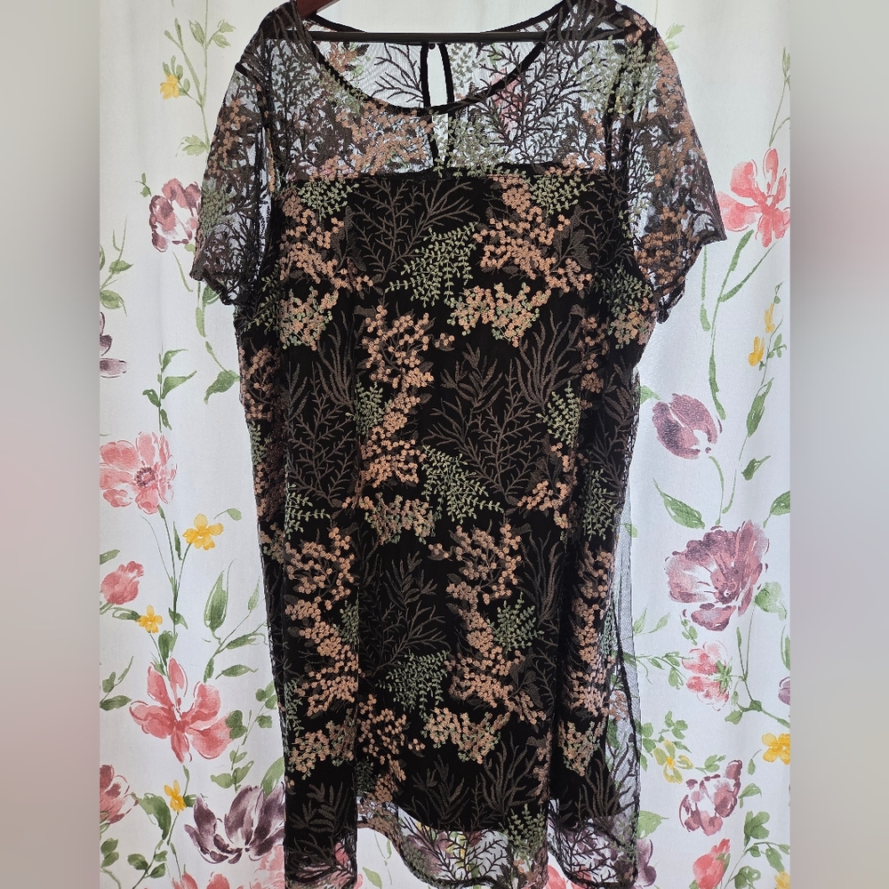 Floral Lace Overlay Dress
